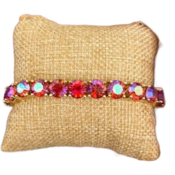 New Park Lane Iridescent Coral Impression Crystal Tennis Bracelet High Polished - Picture 3 of 5